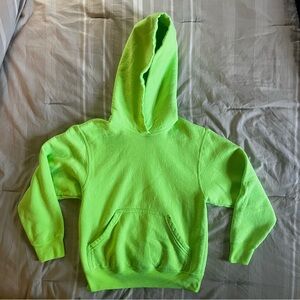 Neon green festival hoodie, 3/4 sleeve